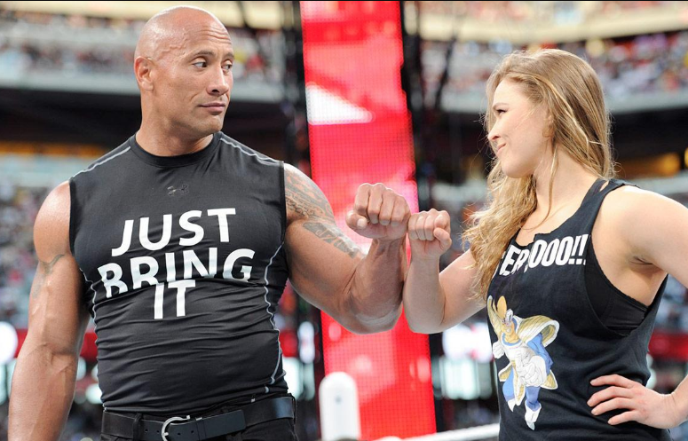 Ronda Rousey and The Rock team up at WrestleMania 31