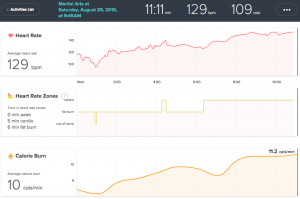 Adam's Fitbit Charge HR data shows higher beats per minute than DDPYoga